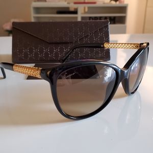 GUCCI GOLD PLATED CAT EYE ACETATE SUNGLASSES
